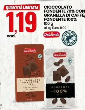Eurospin Cioccolato fondente 70% 100 g(ml) offerta