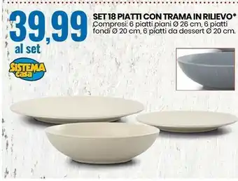 Eurospin Set 18 piatti con trama in rilievo offerta
