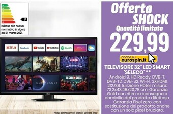 Eurospin Seleco televisore 32'' led smart offerta