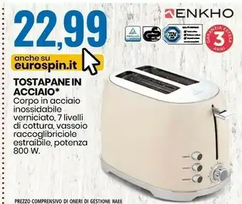 Eurospin Enkho tostapane in acciaio offerta