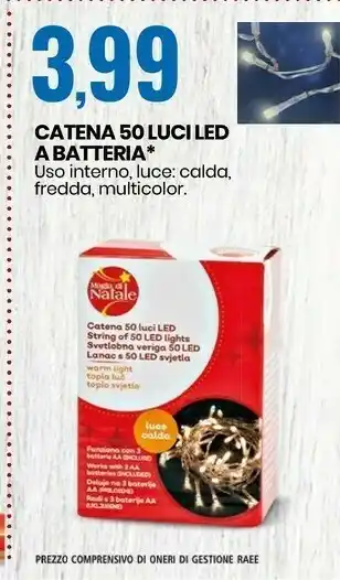 Eurospin Catena 50 luci led a batteria offerta