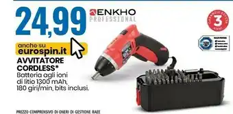 Eurospin Enkho avvitatore cordless offerta