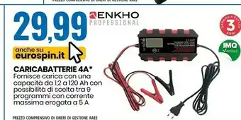 Eurospin Enkho caricabatterie 4a offerta