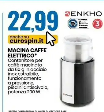 Eurospin Enkho macina caffe elettrico offerta