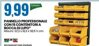 Pannello professionale con 15 contenitori a bocca di lupo