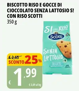 Tigros Biscotto riso e gocce di cioccolato senza lattosio s! con riso SCOTTI offerta
