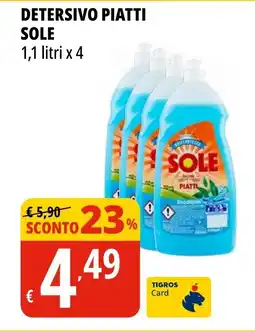 Tigros Detersivo piatti SOLE offerta