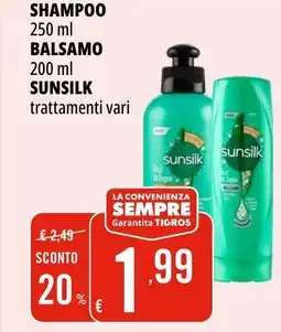 Tigros Shampoo, balsamo SUNSILK offerta
