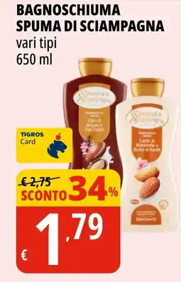 Tigros Bagnoschiuma SPUMA DI SCIAMPAGNA offerta