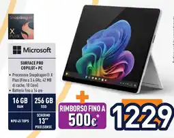 Unieuro Microsoft SURFACE PRO COPILOT+PC offerta