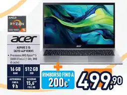 Unieuro acer ASPIRE 3 15 (A315-44P-R3KV) offerta