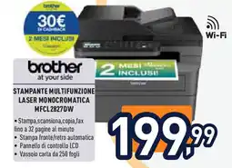 Unieuro brother STAMPANTE MULTIFUNZIONE LASER MONOCROMATICA MFCL2827DW offerta