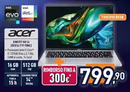 Unieuro acer SWITFT GO 14 (SFG14-71T-70HC) offerta