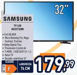 Unieuro SAMSUNG TV LED HG32T5300 offerta