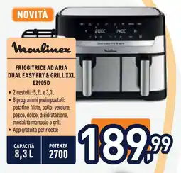 Unieuro Moulinex FRIGGITRICE AD ARIA DUAL EASY FRY & GRILL XXL EZ905D offerta