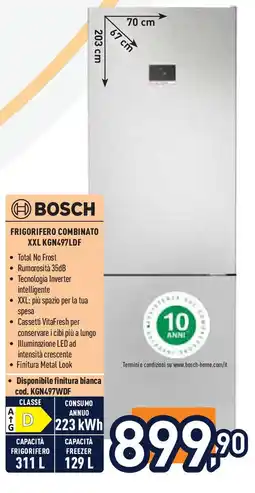 Unieuro BOSCH FRIGORIFERO COMBINATO XXL KGN497LDF offerta