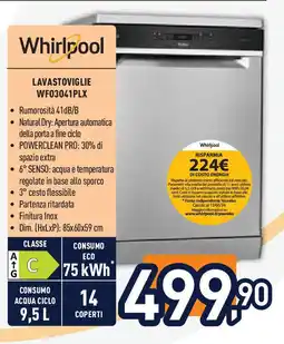Unieuro Whirlpool LAVASTOVIGLIE WF03041PLX offerta