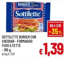 A&O Sottilette burger con cheddar formaggio fuso a fette offerta