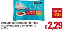 A&O Purina one gatto sterilcat filettini in salsa con salmone e tacchino busta offerta