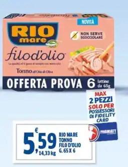 Sigma RIO MARE tonno filo d'olio offerta