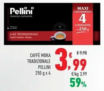 Conad Pellini Caffè Moka Tradizionale 250 g x 4 offerta