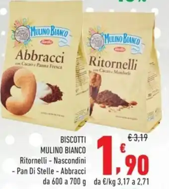 Conad Mulino Bianco Biscotti Ritornelli-Nascondini-Pan Di Stelle-Abbracci 600/700g offerta