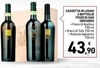 Spazio Conad Cassetta In Legno 3 Bottiglie Feudi Di San Gregorio 750 ml offerta