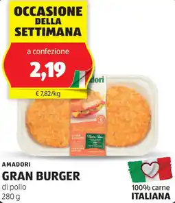 ALDI Amadori gran burger di pollo offerta