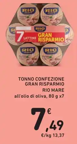 Spazio Conad TONNO CONFEZIONE GRAN RISPARMIO RIO MARE all'olio di oliva offerta