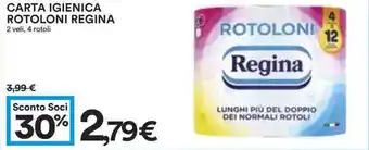 Coop Superstore Carta igienica rotoloni REGINA offerta