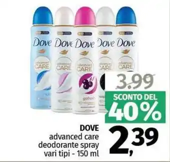 Pam DOVE advanced care deodorante spray offerta