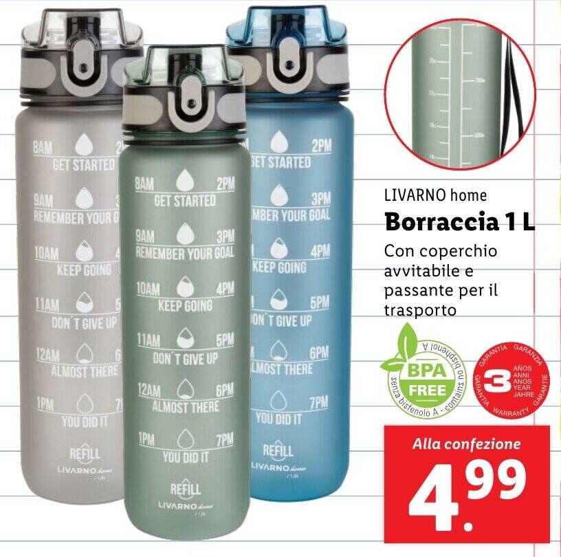 Borraccia In Vetro IBILI 1 Litro - Riutilizzabile, Senza BPA, Design Casual Per Acqua E Bevande - Foto 2