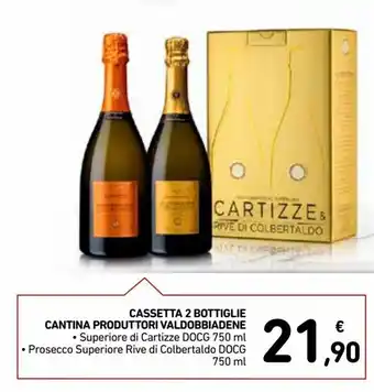 Spazio Conad Cassetta 2 Bottiglie Cantina Produttori Valdobbiadene 750 ml offerta