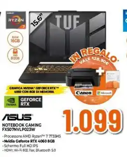 Expert ASUS NOTEBOOK GAMING FX507NVLP023W offerta