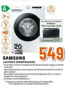 Expert SAMSUNG LAVATRICE WW90T534DAWC offerta