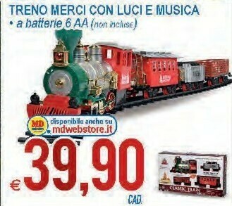 Treno merci con luci e musica a batterie 6 aa