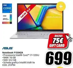 MediaWorld Asus Notebook F1504ZA offerta