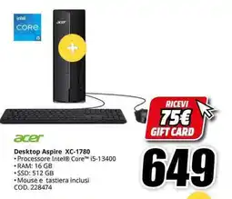 MediaWorld acer Desktop Aspire XC-1780 offerta