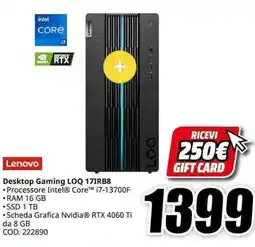 MediaWorld Lenovo Desktop Gaming LOQ 17IRB8 offerta