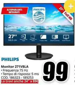 MediaWorld PHILIPS Monitor 271V8LA offerta