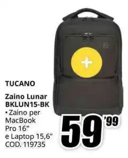MediaWorld TUCANO Zaino Lunar BKLUN15-BK offerta