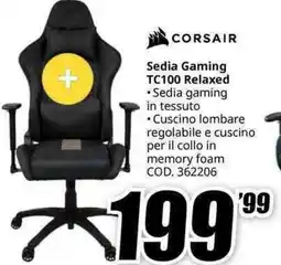 MediaWorld CORSAIR Sedia Gaming TC100 Relaxed offerta