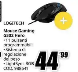 MediaWorld LOGITECH Mouse Gaming G502 Hero offerta