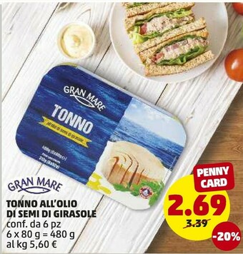 PENNY Tonno all'olio di semi di girasole offerta