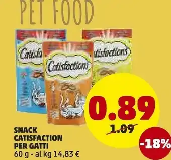 PENNY Catisfactions snack per gatti 60 g offerta