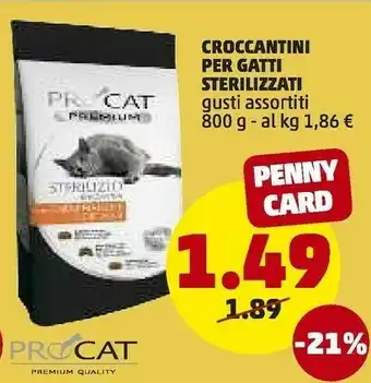 PENNY Procat croccantini per gatti sterilizzati 800 g offerta