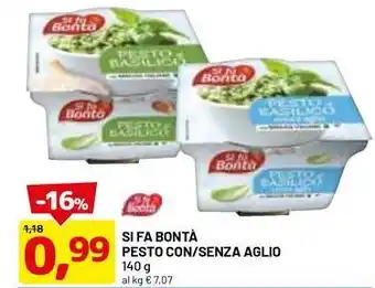 DPiù Si fa bontà pesto con/senza aglio offerta
