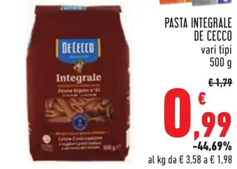 Conad Pasta integrale de cecco offerta