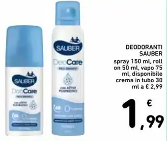 Spazio Conad Sauber Deodoranti 150ml, 50ml, 75ml offerta