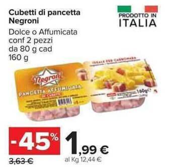 Carrefour Negroni Cubetti di Pancetta 160 g offerta